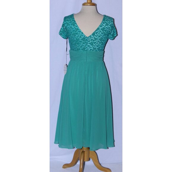 Fanny #1224 Short Chiffon & Lace Formal Dress-Size M, 2X-JADE-NEW - Picture 3 of 7